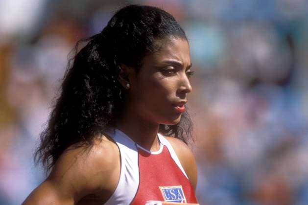 Florence Griffith Joyner (USA) Leichtathletik OS Sommer Damen Olympische Spiele Seoul 1988, Sommerspiele, Nationaltrikot Einzelbild Seoul Leichtathletik OS Sommer Damen Olympische Spiele Seoul 1988, Sommerspiele, Nationaltrikot Einzelbild Seoul