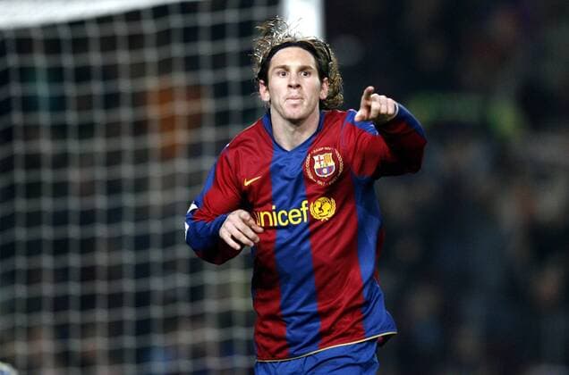 Torschütze Lionel Messi (FC Barcelona) - Torjubel -  (pan23342) Fußball Herren Primera Division 2007 2008, 1. Spanische Liga, FC Barcelona, Barca Einzelbild Barcelona Freude, Fußball Herren Primera Division 2007 2008, 1. Spanische Liga, FC Barcelona, Barca Einzelbild Barcelona Freude, 