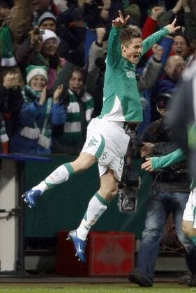 Markus Rosenberg (Bremen) - Torjubel Fußball EC 1 Herren Champions League 2007 2008, SV Werder Bremen Einzelbild Bremen Freude, Begeisterung, Fußball EC 1 Herren Champions League 2007 2008, SV Werder Bremen Einzelbild Bremen Freude, Begeisterung,