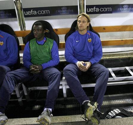 Ersatztorwart Timo Hildebrand (re.) und Sunny Stephen (beide Valencia) auf der Bank -  - NOxONLINExUSE Fußball EC 1 Herren Champions League 2007 2008, Valencia CF Gruppe Valencia Fußball EC 1 Herren Champions League 2007 2008, Valencia CF Gruppe Valencia