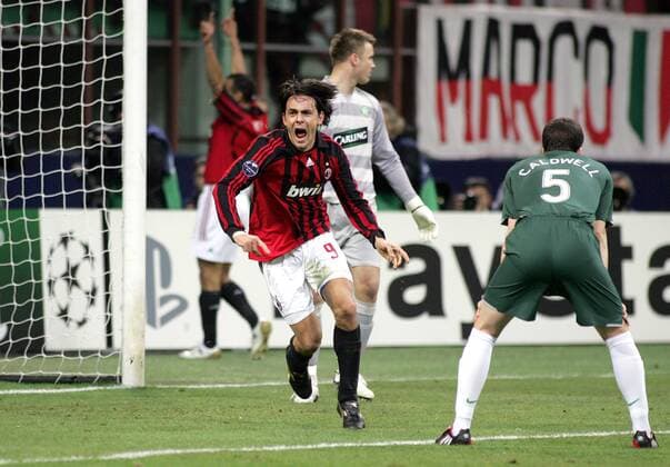 Filippo Inzaghi (AC Mailand) - Torjubel - Fußball EC 1 Herren Champions League 2007 2008, AC Mailand - Celtic Glasgow 1:0, Milan Gruppe Mailand Freude, Enttäuschung, Begeisterung, Fußball EC 1 Herren Champions League 2007 2008, AC Mailand - Celtic Glasgow 1:0, Milan Gruppe Mailand Freude, Enttäuschung, Begeisterung,