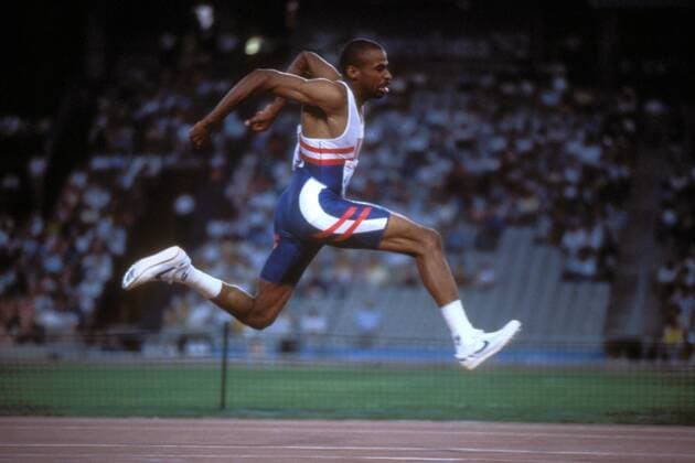 Mike Conley (USA) Leichtathletik OS Sommer Herren Olympische Spiele Barcelona 1992, Sommerspiele, Nationaltrikot Einzelbild Barcelona Dynamik, Leichtathletik OS Sommer Herren Olympische Spiele Barcelona 1992, Sommerspiele, Nationaltrikot Einzelbild Barcelona Dynamik,