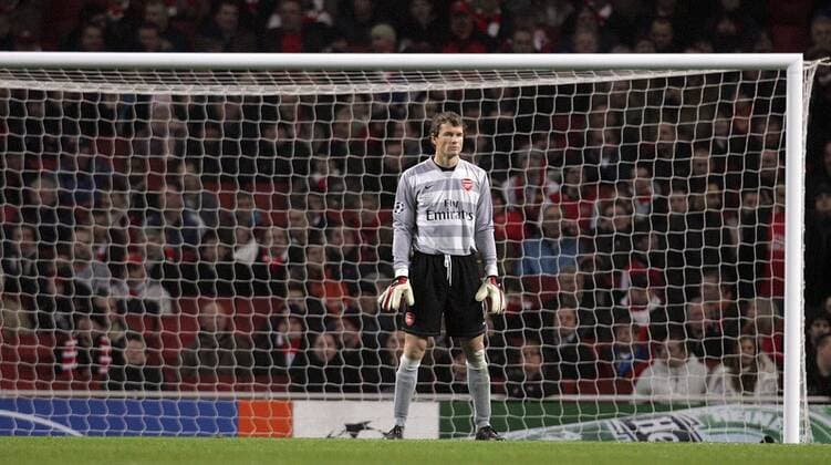Torwart Jens Lehmann (Arsenal) - EDITORIAL USE ONLY. No use with unauthorised audio, video, data, fixture lists, club league logos or live services. Online in-match use limited to 120 images, no video emulation. No use in betting, games or single club league player publications. Fußball EC 1 Herren Champions League 2007 2008, Arsenal FC London Totale London Fußball EC 1 Herren Champions League 2007 2008, Arsenal FC London Totale London