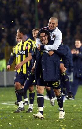 Ugur Boral (li.) und Alex (beide Fenerbahce) - Schlußjubel -  Fußball EC 1 Herren Champions League 2007 2008, Fenerbahce Istanbul Gruppe Istanbul Freude, Begeisterung, Fußball EC 1 Herren Champions League 2007 2008, Fenerbahce Istanbul Gruppe Istanbul Freude, Begeisterung,