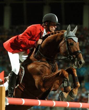 Ludger Beerbaum (Deutschland) auf Goldfever Pferdesport OS Sommer Herren Olympische Sommerspiele Athen 2004, Olympiade, Olympia, Spiele, Reiten, Reitsport Einzelbild Markopoulo Pferdesport OS Sommer Herren Olympische Sommerspiele Athen 2004, Olympiade, Olympia, Spiele, Reiten, Reitsport Einzelbild Markopoulo
