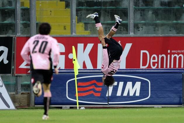 Amauri (Palermo) - Torjubel -  Fußball Herren Serie A 2007 2008, 1. Italienische Liga, US Palermo Gruppe Palermo Freude, Begeisterung, Fußball Herren Serie A 2007 2008, 1. Italienische Liga, US Palermo Gruppe Palermo Freude, Begeisterung,