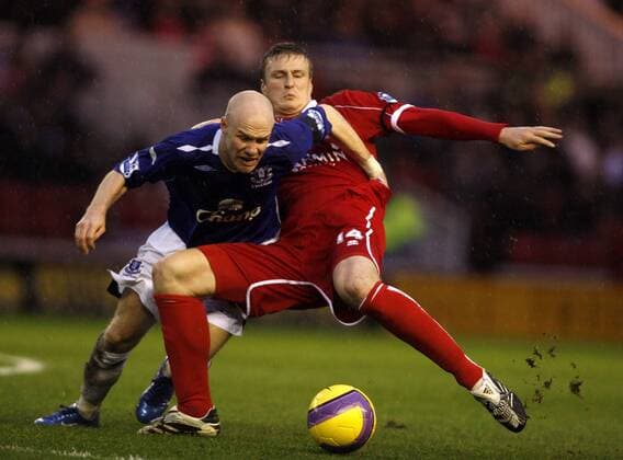 Andrew Johnson (Everton, li.) gegen Robert Huth (Middlesbrough) -  Fußball Herren English Premier League 2007 2008, 1. Englische Liga, Middlesbrough FC - Everton FC 0:2 Gruppe Middlesbrough Dynamik, Kampf, Fußball Herren English Premier League 2007 2008, 1. Englische Liga, Middlesbrough FC - Everton FC 0:2 Gruppe Middlesbrough Dynamik, Kampf,
