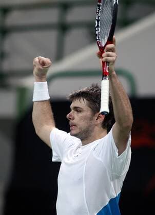 Stanislas Wawrinka (Schweiz) - Jubel Tennis Herren Qatar Open 2008, ATP Tour Einzelbild Doha Freude, Tennis Herren Qatar Open 2008, ATP Tour Einzelbild Doha Freude,