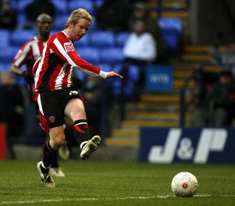 David Carney (Sheffield United) am Ball -  Fußball Herren FA Cup 2007 2008, Englischer Pokal, Pokalspiel, Sheffield United FC Einzelbild Bolton Dynamik, Fußball Herren FA Cup 2007 2008, Englischer Pokal, Pokalspiel, Sheffield United FC Einzelbild Bolton Dynamik,