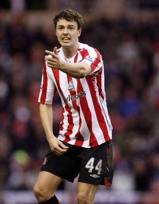 Jonny Evans (Sunderland) beschwert sich -  Fußball Herren English Premier League 2007 2008, 1. Englische Liga, Sunderland AFC, FC Einzelbild Jonathan Sunderland Fußball Herren English Premier League 2007 2008, 1. Englische Liga, Sunderland AFC, FC Einzelbild Jonathan Sunderland