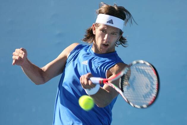 Jürgen Melzer (Österreich) Tennis Herren Australian Open 2008, Grand Slam, ATP Tour Einzelbild Melbourne Dynamik, Tennis Herren Australian Open 2008, Grand Slam, ATP Tour Einzelbild Melbourne Dynamik,