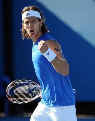 Jürgen Melzer (Österreich) jubelt Tennis Herren Australian Open 2008, Grand Slam, ATP Tour Einzelbild Melbourne Freude, Begeisterung, Tennis Herren Australian Open 2008, Grand Slam, ATP Tour Einzelbild Melbourne Freude, Begeisterung,
