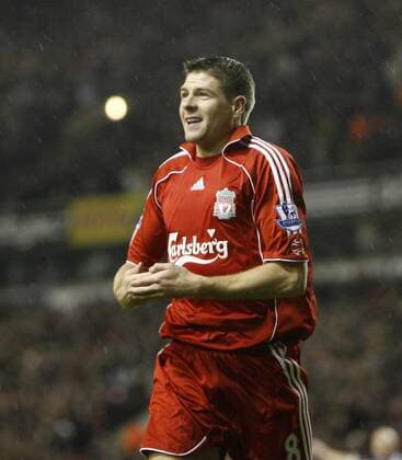 Steven Gerrard (Liverpool) - Torjubel - EDITORIAL USE ONLY. No use with unauthorised audio, video, data, fixture lists, club league logos or live services. Online in-match use limited to 120 images, no video emulation. No use in betting, games or single club league player publications. Fußball Herren FA Cup 2007 2008, Englischer Pokal, Pokalspiel, FC Liverpool Einzelbild Liverpool Freude, Fußball Herren FA Cup 2007 2008, Englischer Pokal, Pokalspiel, FC Liverpool Einzelbild Liverpool Freude,