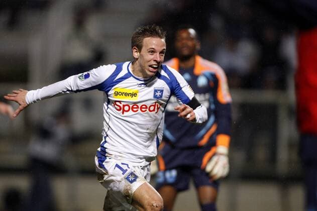 Benoit Pedretti (Auxerre) - Torjubel -  (pan24009) Fußball Herren Coupe de la Ligue 2007 2008, Französischer Pokal, Ligapokal, AJ Auxerre Einzelbild Auxerre Freude, Fußball Herren Coupe de la Ligue 2007 2008, Französischer Pokal, Ligapokal, AJ Auxerre Einzelbild Auxerre Freude,
