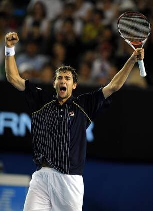 Marin Cilic (Kroatien) jubelt -  Tennis Herren Australian Open 2008, Grand Slam, ATP Tour Einzelbild Melbourne Freude, Begeisterung, Tennis Herren Australian Open 2008, Grand Slam, ATP Tour Einzelbild Melbourne Freude, Begeisterung,