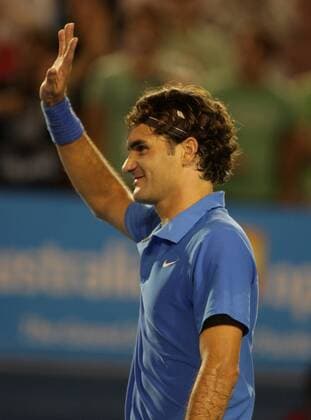 Roger Federer (Schweiz) dankt den Anhängern Tennis Herren Australian Open 2008, Grand Slam, ATP Tour Einzelbild Melbourne Tennis Herren Australian Open 2008, Grand Slam, ATP Tour Einzelbild Melbourne