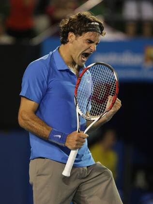 Roger Federer (Schweiz) jubelt Tennis Herren Australian Open 2008, Grand Slam, ATP Tour Einzelbild Melbourne Freude, Begeisterung, Tennis Herren Australian Open 2008, Grand Slam, ATP Tour Einzelbild Melbourne Freude, Begeisterung,