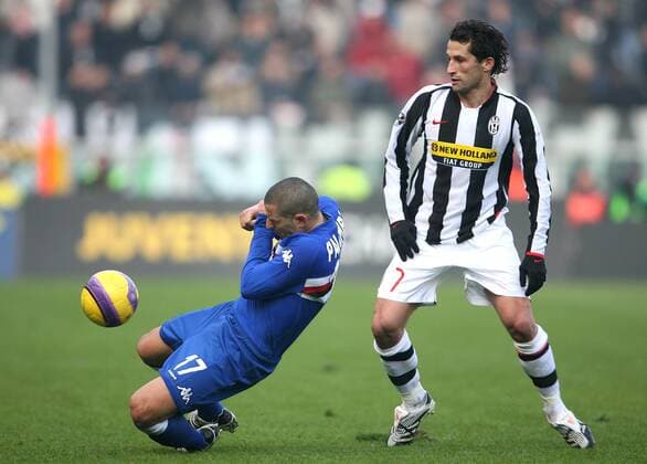 Hasan Salihamidzic (Juventus Turin, re.) gegen Angelo Palombo (Sampdoria Genua) -  Fußball Herren Serie A 2007 2008, 1. Italienische Liga, Juventus Turin - Sampdoria Genua 0:0, Juve Gruppe Turin Dynamik, Fußball Herren Serie A 2007 2008, 1. Italienische Liga, Juventus Turin - Sampdoria Genua 0:0, Juve Gruppe Turin Dynamik,