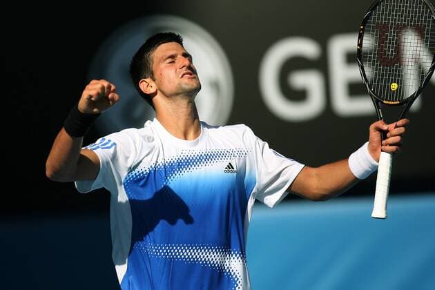 Novak Djokovic (Serbien) jubelt Tennis Herren Australian Open 2008, Grand Slam, ATP Tour Einzelbild Melbourne Freude, Tennis Herren Australian Open 2008, Grand Slam, ATP Tour Einzelbild Melbourne Freude,