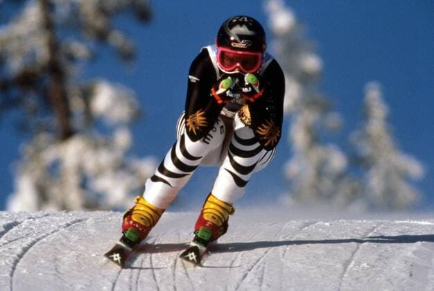Katja Seizinger (Deutschland) Alpiner Skilauf OS Winter Damen Olympische Spiele 1994, Winterspiele, Ski Alpin, Skisport, Super G Einzelbild Lillehammer Dynamik, Alpiner Skilauf OS Winter Damen Olympische Spiele 1994, Winterspiele, Ski Alpin, Skisport, Super G Einzelbild Lillehammer Dynamik,