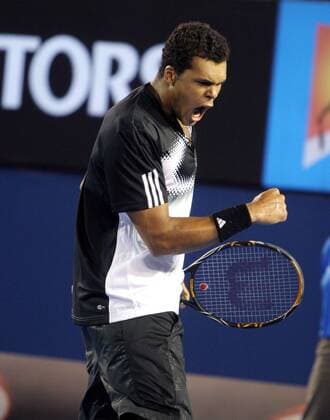Jo Wilfried Tsonga (Frankreich) - Jubel - (Icon25059602) Tennis Herren Australian Open 2008, Grand Slam, ATP Tour Einzelbild Melbourne Glück, Freude, Begeisterung, Tennis Herren Australian Open 2008, Grand Slam, ATP Tour Einzelbild Melbourne Glück, Freude, Begeisterung, EDITORIAL USE ONLY