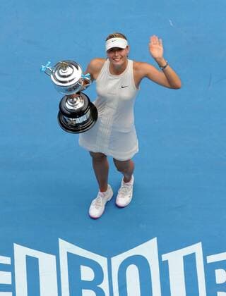 Maria Sharapova (Russland) - Siegerin der Australian Open 2008 - dankt den Anhängern Tennis Damen Australian Open 2008, Grand Slam, WTA Tour, Finale Einzelbild Melbourne Freude, Tennis Damen Australian Open 2008, Grand Slam, WTA Tour, Finale Einzelbild Melbourne Freude,