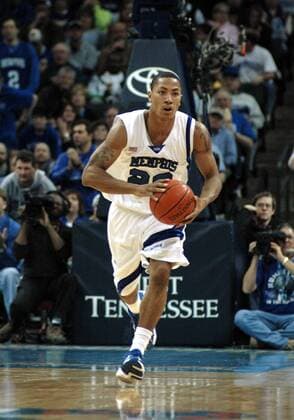 Derrick Rose (Memphis Tigers) am Ball - (Icon27364365) Basketball Herren NCAA College League 2007 2008, Collegebasketball, University of Memphis Einzelbild Memphis Dynamik, Basketball Herren NCAA College League 2007 2008, Collegebasketball, University of Memphis Einzelbild Memphis Dynamik, EDITORIAL USE ONLY