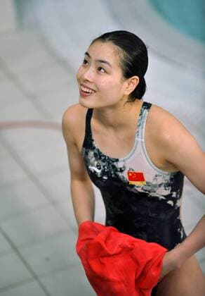 Wu Minxia (China) - Siegerin vom 3m Brett im Rahmen des Weltcups Peking 2008 -  Wasserspringen Damen Weltcup 2008, Welt Cup, Worldcup, World, WC, Good Luck Beijing, Kunstspringen, 3m, 3 m, Meter, Brett Einzelbild Peking Freude, Wasserspringen Damen Weltcup 2008, Welt Cup, Worldcup, World, WC, Good Luck Beijing, Kunstspringen, 3m, 3 m, Meter, Brett Einzelbild Peking Freude,