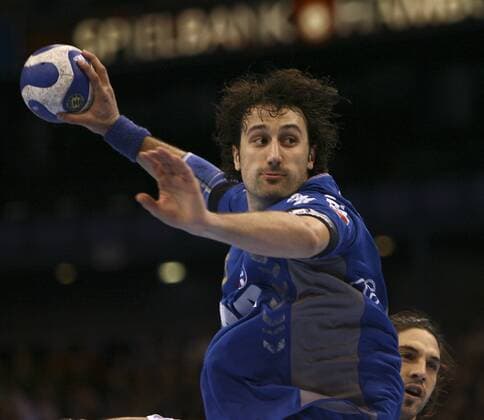 Igor Vori (Zagreb) am Ball Handball EC 1 Herren Champions League 2007 2008, HC Croatia Osiguranje Zagreb Einzelbild Hamburg Dynamik, Handball EC 1 Herren Champions League 2007 2008, HC Croatia Osiguranje Zagreb Einzelbild Hamburg Dynamik,