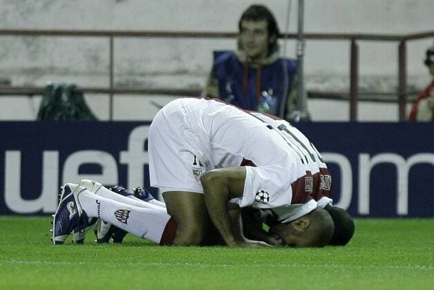 Frederic Kanoute (vorn) und Seydou Keita (beide FC Sevilla) - Torjubel -  - NOxONLINExUSE Fußball EC 1 Herren Champions League 2007 2008, FC Sevilla Gruppe Sevilla Freude, Fußball EC 1 Herren Champions League 2007 2008, FC Sevilla Gruppe Sevilla Freude,