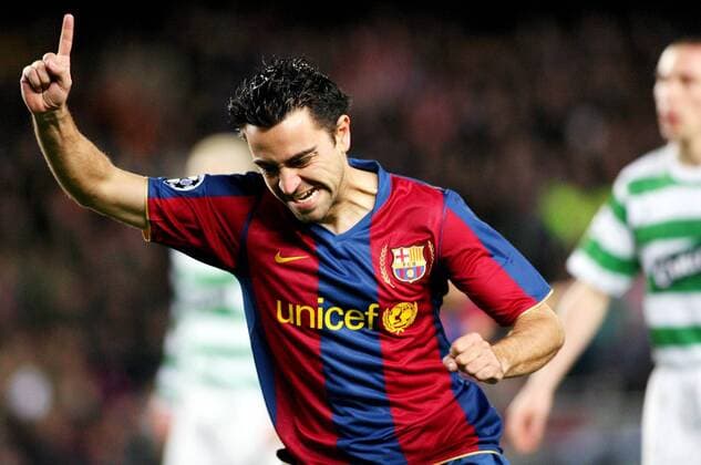 Xavi (FC Barcelona) - Torjubel -  (pan24758) Fußball EC 1 Herren Champions League 2007 2008, FC Barcelona, Barca Einzelbild Barcelona Freude, Fußball EC 1 Herren Champions League 2007 2008, FC Barcelona, Barca Einzelbild Barcelona Freude,