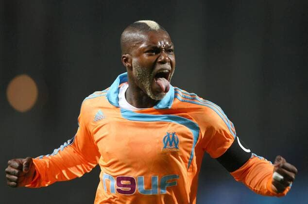 Djibril Cisse (Marseille) - Torjubel -  Fußball EC 3 Herren UEFA Cup 2007 2008, Pokal, Europapokal, Olympique de Marseille, OM Einzelbild Marseille Freude, Begeisterung, Fußball EC 3 Herren UEFA Cup 2007 2008, Pokal, Europapokal, Olympique de Marseille, OM Einzelbild Marseille Freude, Begeisterung,
