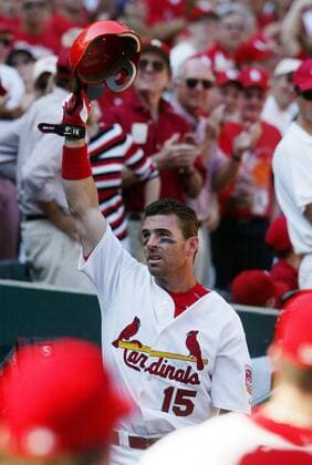Jim Edmonds (St. Louis Cardinals) bedankt sich bei den Anhängern -  (slp2005090505) Baseball Herren MLB 2005, Major League Einzelbild St. Louis Baseball Herren MLB 2005, Major League Einzelbild St. Louis