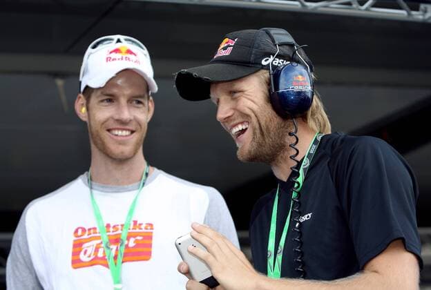 Julius Brink (re.) und Christoph Dieckmann (beide Deutschland) zu Gast bei der Formel 1 -  Motorsport Grand Prix Herren Großer Preis von Australien 2008, Formel 1 Weltmeisterschaft, F1, F, GP, WM, Qualifying Gruppe Albert Park Melbourne Harmonie, Motorsport Grand Prix Herren Großer Preis von Australien 2008, Formel 1 Weltmeisterschaft, F1, F, GP, WM, Qualifying Gruppe Albert Park Melbourne Harmonie,