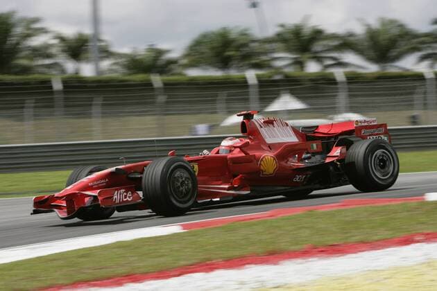 Kimi Räikkönen (Finnland Ferrari) in seinem Boliden Motorsport Grand Prix Herren Großer Preis von Malaysia 2008, Formel 1 Weltmeisterschaft, F1, F, GP, WM, Qualifying Einzelbild Kuala Lumpur Sepang Motorsport Grand Prix Herren Großer Preis von Malaysia 2008, Formel 1 Weltmeisterschaft, F1, F, GP, WM, Qualifying Einzelbild Kuala Lumpur Sepang