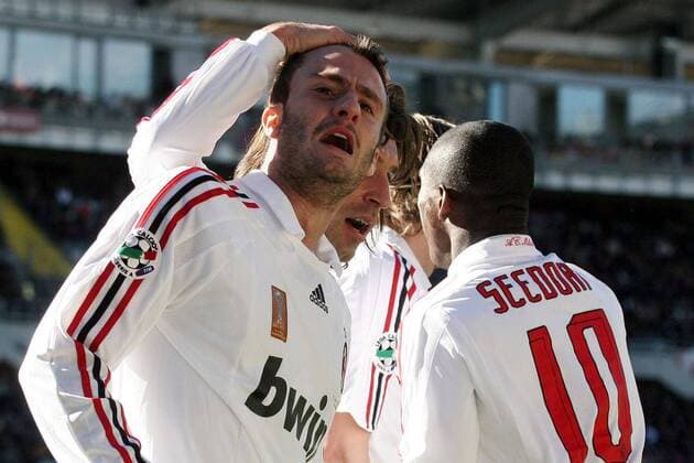 Alberto Gilardino (AC Mailand, li.) - Torjubel -  Fußball Herren Serie A 2007 2008, 1. Italienische Liga, AC Mailand, Milan, Vdig Gruppe Turin Freude, Fußball Herren Serie A 2007 2008, 1. Italienische Liga, AC Mailand, Milan, Vdig Gruppe Turin Freude,