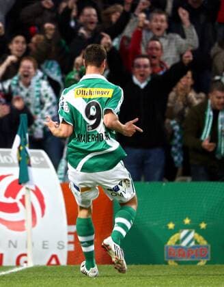 Stefan Maierhofer (Rapid Wien) jubelt -  Fußball Herren Tmobilebundesliga 2007 2008, 1. österreichische Liga, SK Rapid Wien Einzelbild Wien Freude, Begeisterung, Fußball Herren Tmobilebundesliga 2007 2008, 1. österreichische Liga, SK Rapid Wien Einzelbild Wien Freude, Begeisterung,