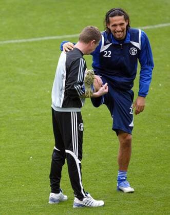 Kevin Kuranyi (Schalke, re.) -  - NOxONLINExUSE Fußball EC 1 Herren Champions League 2007 2008, FC Schalke 04, Training Gruppe Barcelona Fußball EC 1 Herren Champions League 2007 2008, FC Schalke 04, Training Gruppe Barcelona