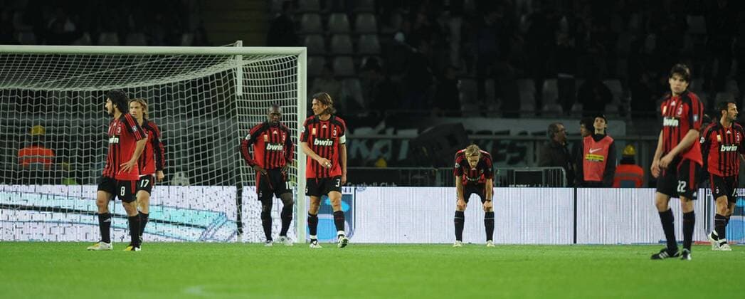 AC Mailand enttäuscht -  Fußball Herren Serie A 2007 2008, 1. Italienische Liga, Milan Totale Turin Enttäuschung, Fußball Herren Serie A 2007 2008, 1. Italienische Liga, Milan Totale Turin Enttäuschung,