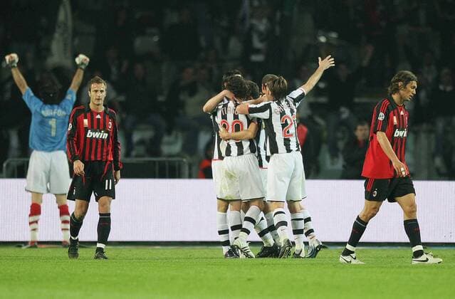 Torjubel Juventus Turin (Mitte) -  Fußball Herren Serie A 2007 2008, 1. Italienische Liga, Juventus Turin - AC Mailand 3:2, Juve, Milan Totale Turin Freude, Fußball Herren Serie A 2007 2008, 1. Italienische Liga, Juventus Turin - AC Mailand 3:2, Juve, Milan Totale Turin Freude,