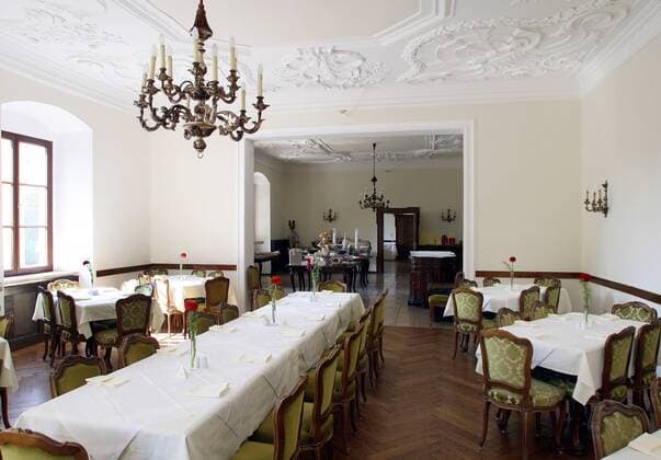 Restaurant im Hotel Schloss Weikersdorf Residenz - Mannschaftshotel von Italien während der Euro 2008 - Fußball EM Herren Vorschau Euro 2008, Nationalmannschaft, Fotostory, Hotel, Unterkunft, Mannschaftshotel, Totale Baden Fußball EM Herren Vorschau Euro 2008, Nationalmannschaft, Fotostory, Hotel, Unterkunft, Mannschaftshotel, Totale Baden