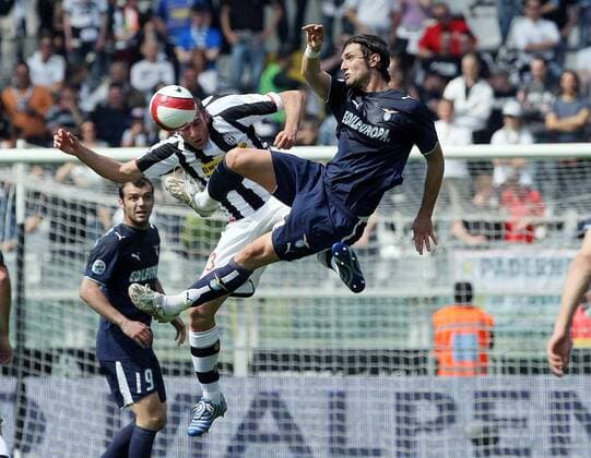 Rolando Bianchi (Lazio Rom, re.) gegen Giorgio Chiellini (Juventus Turin) -  Fußball Herren Serie A 2007 2008, 1. Italienische Liga, Juventus Turin - Lazio Rom, Juve Gruppe Turin Dynamik, Fußball Herren Serie A 2007 2008, 1. Italienische Liga, Juventus Turin - Lazio Rom, Juve Gruppe Turin Dynamik,