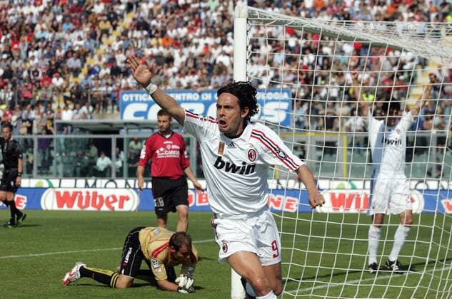 Filippo Inzaghi (AC Mailand) - Torjubel - Fußball Herren Serie A 2007 2008, 1. Italienische Liga, AS Livorno - AC Mailand 1:4, Milan Einzelbild Livorno Freude, Fußball Herren Serie A 2007 2008, 1. Italienische Liga, AS Livorno - AC Mailand 1:4, Milan Einzelbild Livorno Freude,