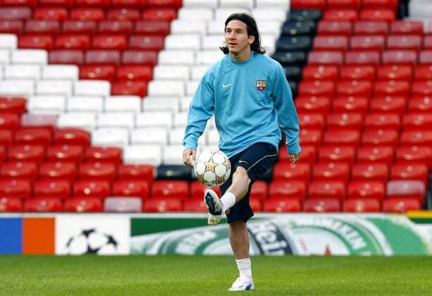Lionel Messi (FC Barcelona) -  - NOxONLINExUSE Fußball EC 1 Herren Champions League 2007 2008, Barca, Training Einzelbild Manchester Dynamik, Fußball EC 1 Herren Champions League 2007 2008, Barca, Training Einzelbild Manchester Dynamik,