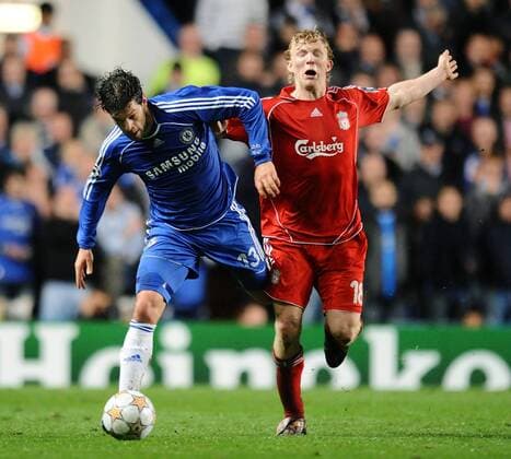 Michael Ballack (Chelsea, li.) gegen Dirk Kuyt (Liverpool) Fußball EC 1 Herren Champions League 2007 2008, Halbfinale, Chelsea FC London - Liverpool FC 3:2 n.V. Gruppe London Dynamik, Fußball EC 1 Herren Champions League 2007 2008, Halbfinale, Chelsea FC London - Liverpool FC 3:2 n.V. Gruppe London Dynamik,
