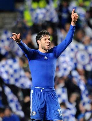 Michael Ballack (Chelsea) - Schlussjubel Fußball EC 1 Herren Champions League 2007 2008, Halbfinale, Chelsea FC London Einzelbild London Freude, Fußball EC 1 Herren Champions League 2007 2008, Halbfinale, Chelsea FC London Einzelbild London Freude,