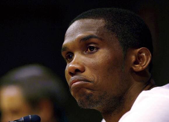 Samuel Etoo (FC Barcelona) skeptisch -  - NOxONLINExUSE Fußball Herren Primera Division 2007 2008, 1. Spanische Liga, Barca, Pressekonferenz, Pressetermin, Vdig Porträt Barcelona Skepsis, Nachdenklichkeit, Fußball Herren Primera Division 2007 2008, 1. Spanische Liga, Barca, Pressekonferenz, Pressetermin, Vdig Porträt Barcelona Skepsis, Nachdenklichkeit,