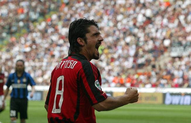Gennaro Gattuso (AC Mailand) jubelt - Fußball Herren Serie A 2007 2008, 1. Italienische Liga, AC Mailand, Vdig Einzelbild Mailand Freude, Fußball Herren Serie A 2007 2008, 1. Italienische Liga, AC Mailand, Vdig Einzelbild Mailand Freude,