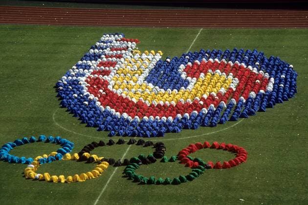 Buntes Showprogramm während der Eröffnung der Olympischen Spiele 1988 in Seoul OS Sommer Herren Olympische Spiele Seoul 1988, Sommerspiele, Eröffnung, Eröffnungsfeier, Zeremonie Totale Seoul OS Sommer Herren Olympische Spiele Seoul 1988, Sommerspiele, Eröffnung, Eröffnungsfeier, Zeremonie Totale Seoul