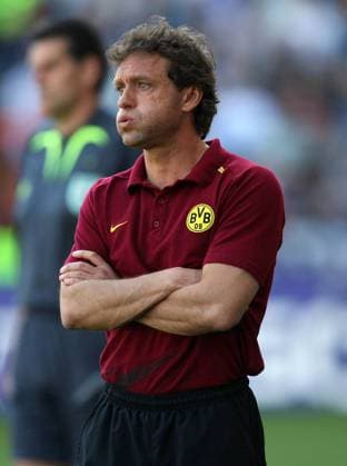 Trainer Thomas Doll (BVB) atmet aus Fußball 1. BL Herren Saison 2007 2008, Borussia Dortmund Einzelbild Bielefeld Fußball 1. BL Herren Saison 2007 2008, Borussia Dortmund Einzelbild Bielefeld
